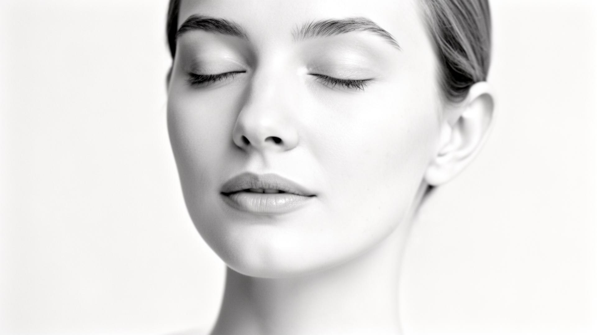 Calm portrait of clear, healthy skin